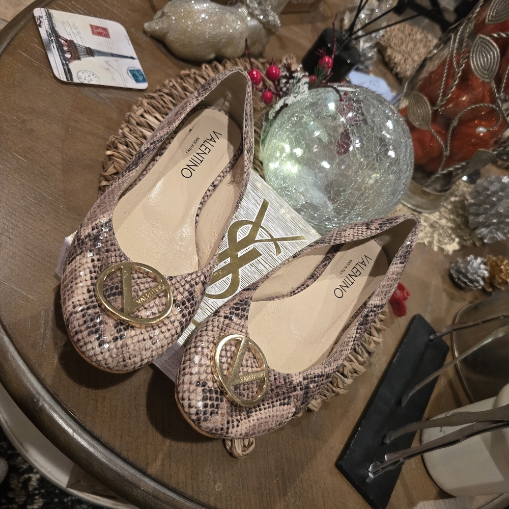 Valentino Women's Snakeskin Ballet Flats - Brown